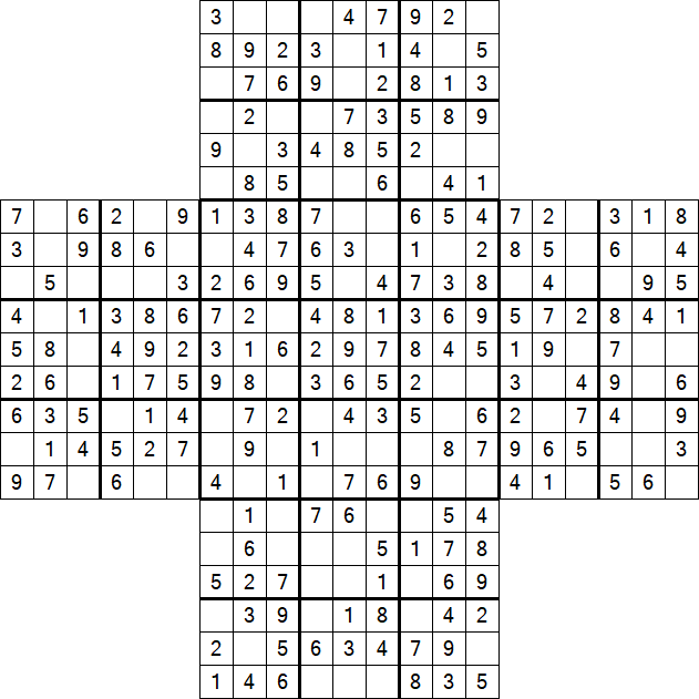 Cross Sudoku - Easy