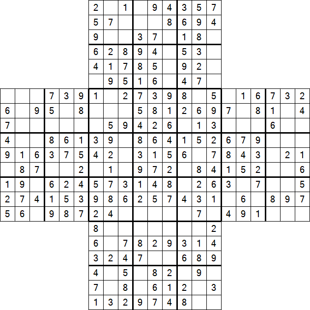 Cross Sudoku - Easy