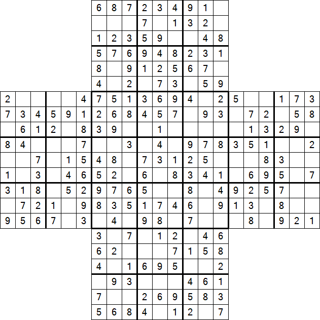 Cross Sudoku - Easy