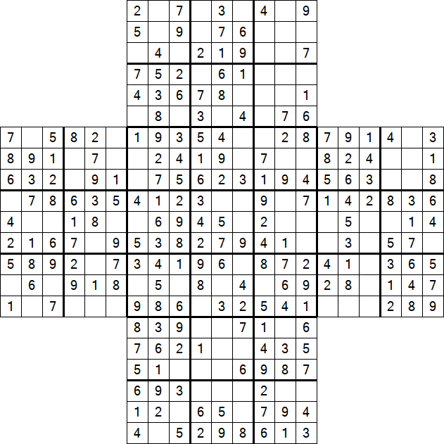 Cross Sudoku - Einfach