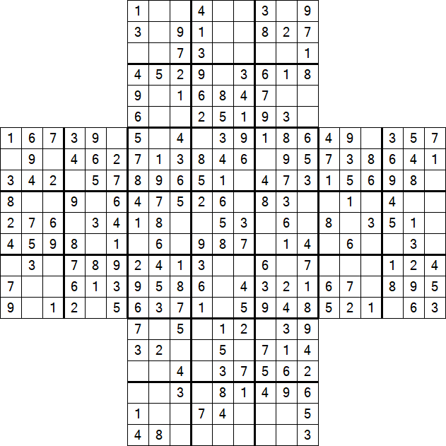 Cross Sudoku - Einfach