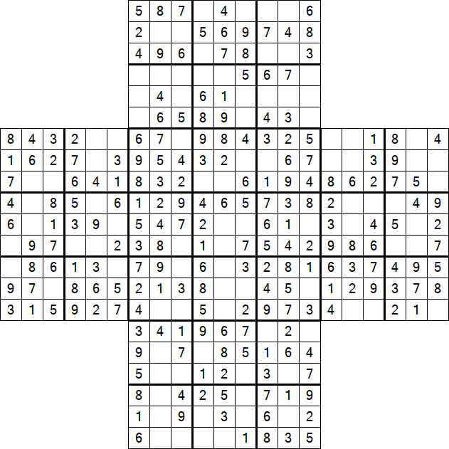 Cross Sudoku - Einfach