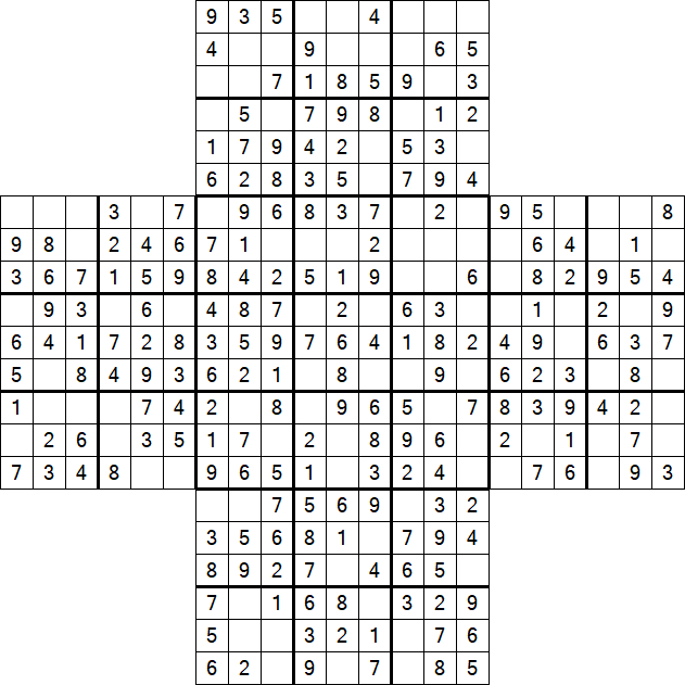 Cross Sudoku - Einfach