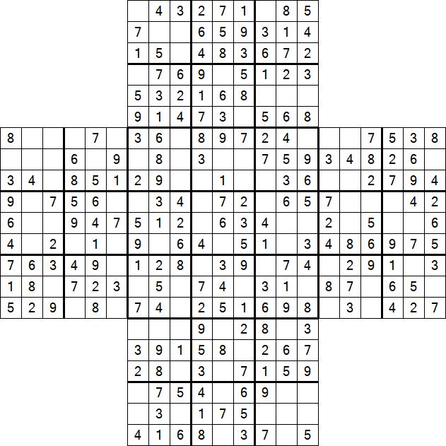 Cross Sudoku - Einfach