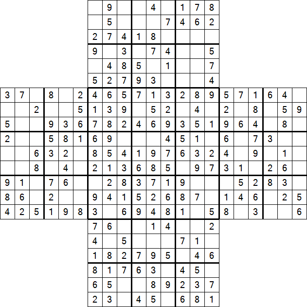 Cross Sudoku - Easy