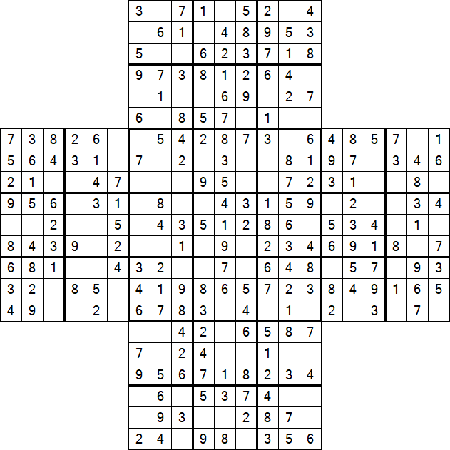 Cross Sudoku - Easy