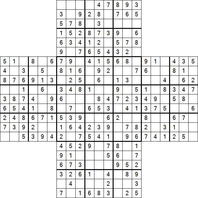 Cross Sudoku - Easy