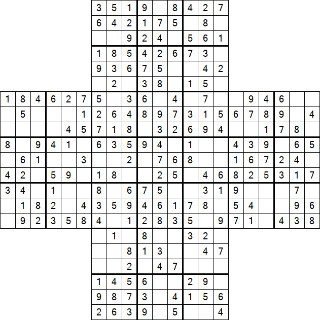 Cross Sudoku - Fácil