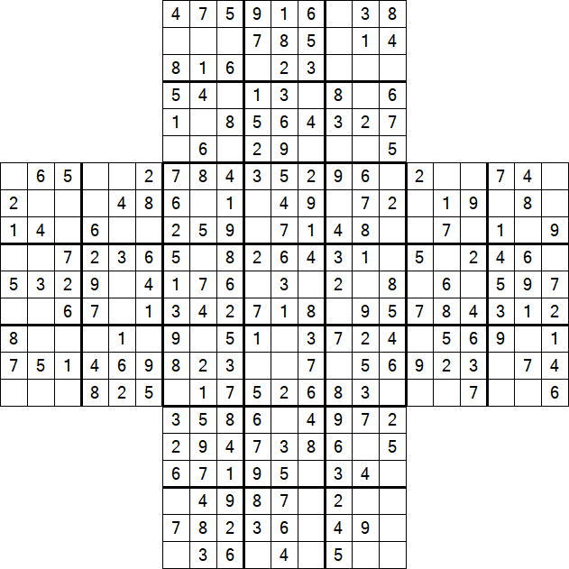 Cross Sudoku - Easy