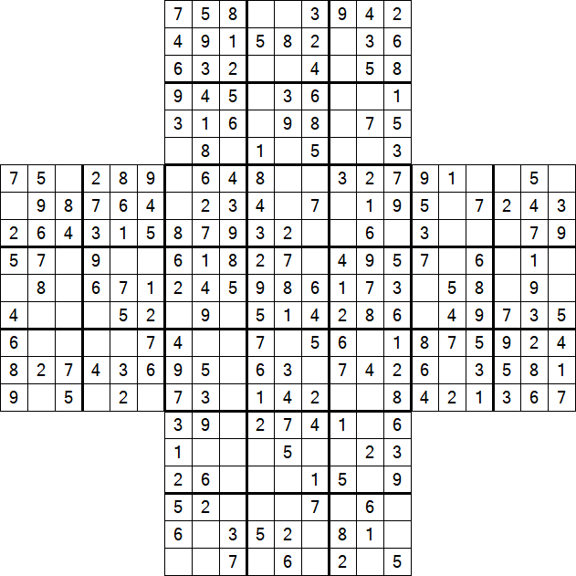 Cross Sudoku - Fácil