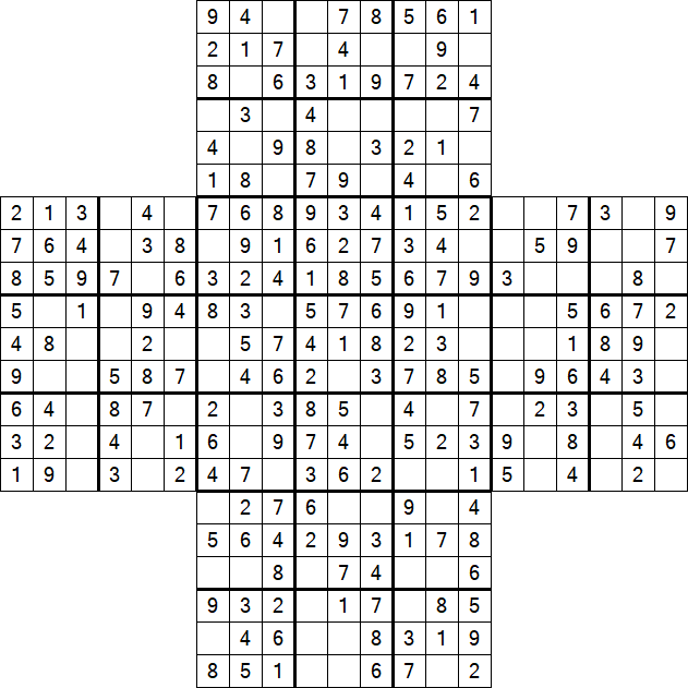 Cross Sudoku - Easy