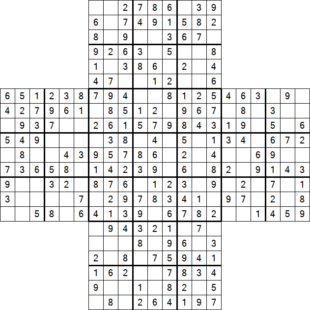 Cross Sudoku - Easy
