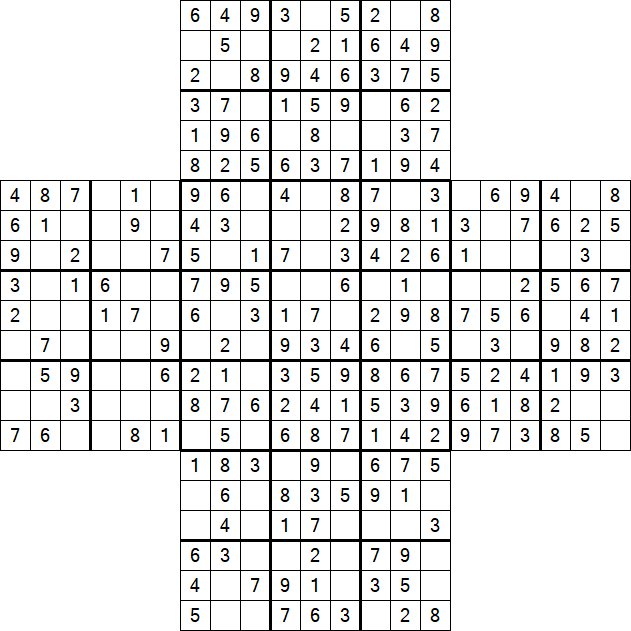 Cross Sudoku - Easy