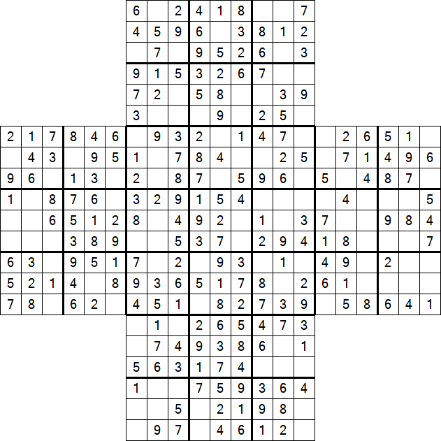 Cross Sudoku - Easy