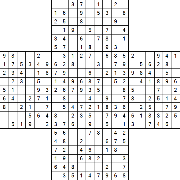 Cross Sudoku - Einfach