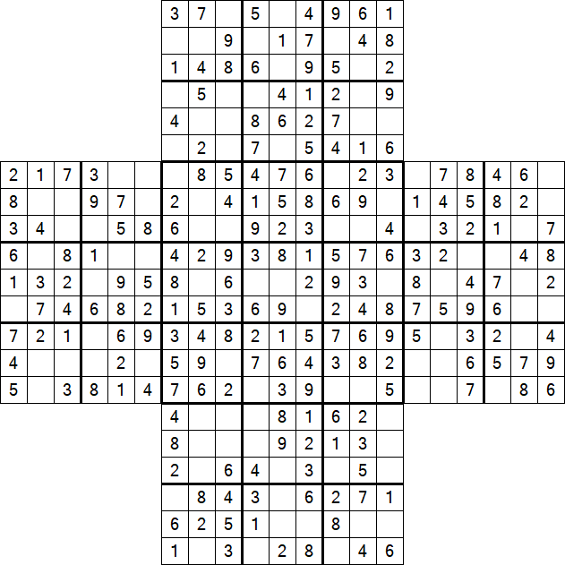 Cross Sudoku - Einfach
