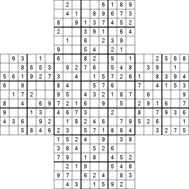 Cross Sudoku - Easy