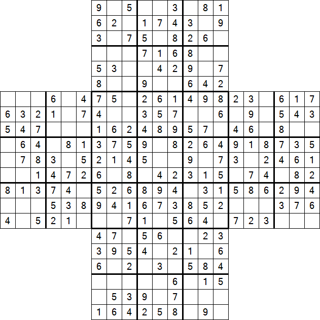 Cross Sudoku - Easy