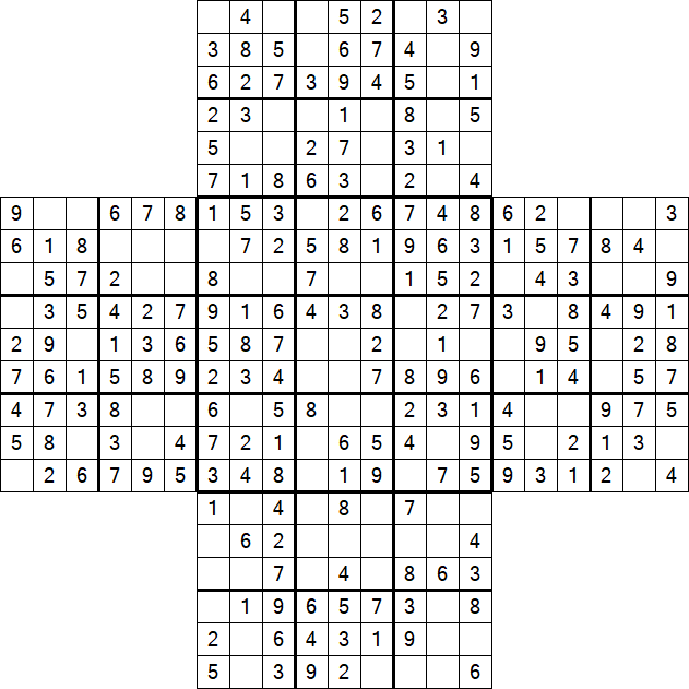 Cross Sudoku - Easy