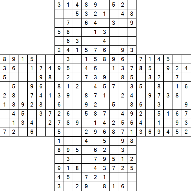 Cross Sudoku - Einfach