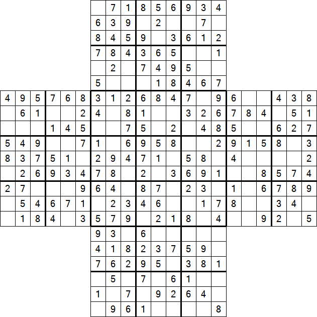 Cross Sudoku - Einfach