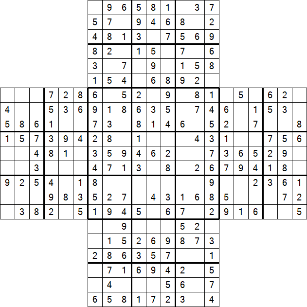 Cross Sudoku - Einfach