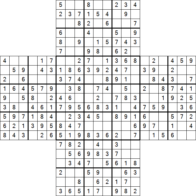 Cross Sudoku - Easy