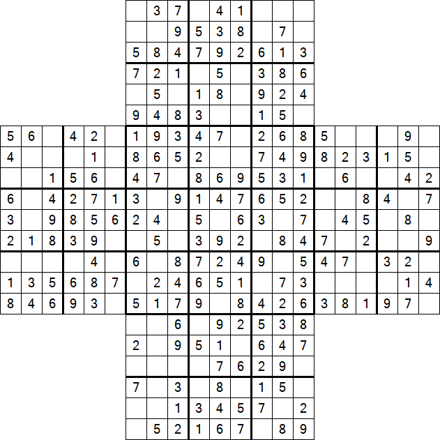 Cross Sudoku - Einfach
