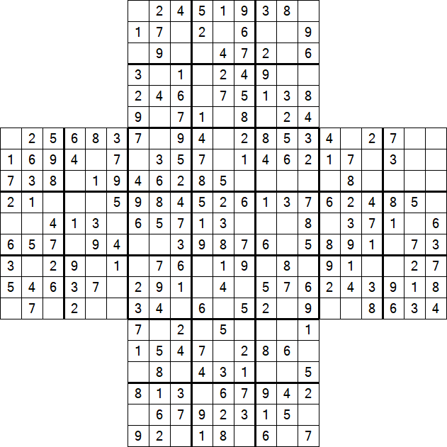 Cross Sudoku - Fácil