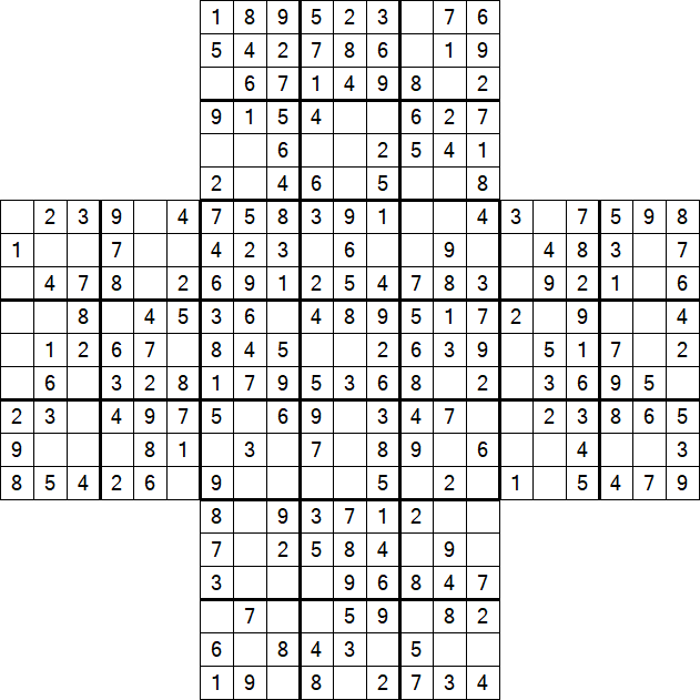 Cross Sudoku - Fácil