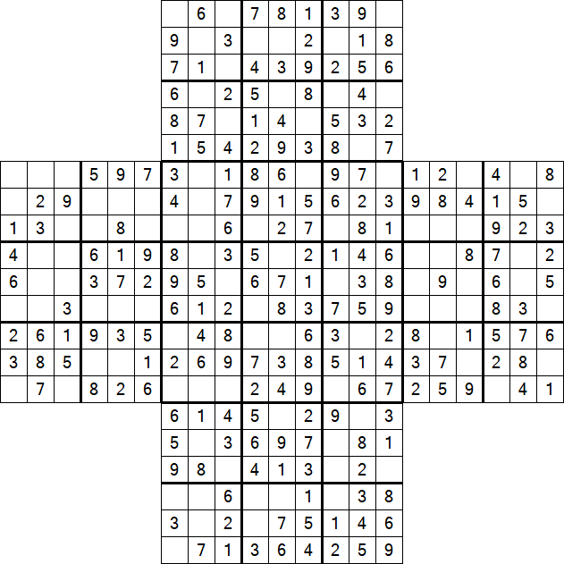Cross Sudoku - Fácil