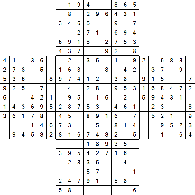 Cross Sudoku - Fácil