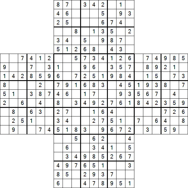 Cross Sudoku - Einfach