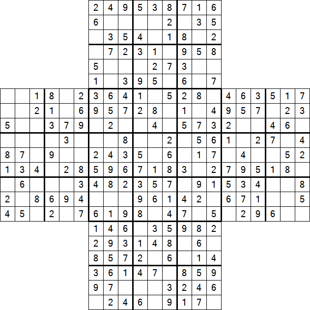 Cross Sudoku - Fácil