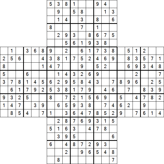 Cross Sudoku - Easy