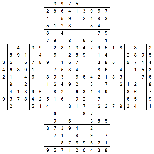 Cross Sudoku - Fácil