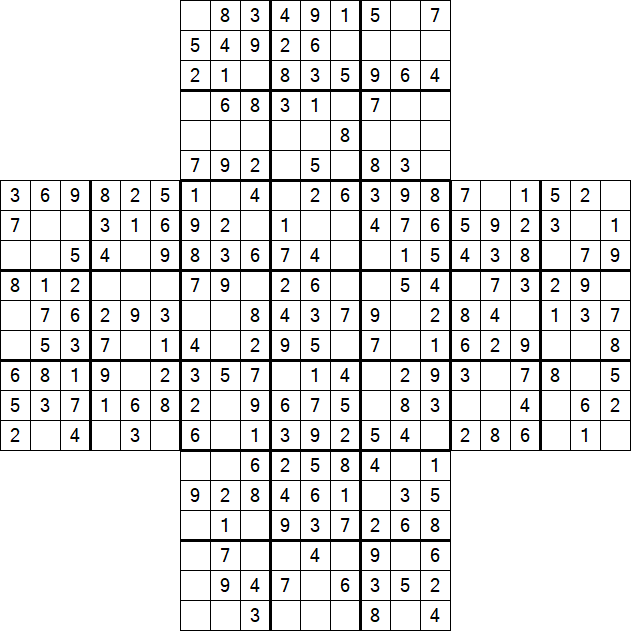 Cross Sudoku - Fácil