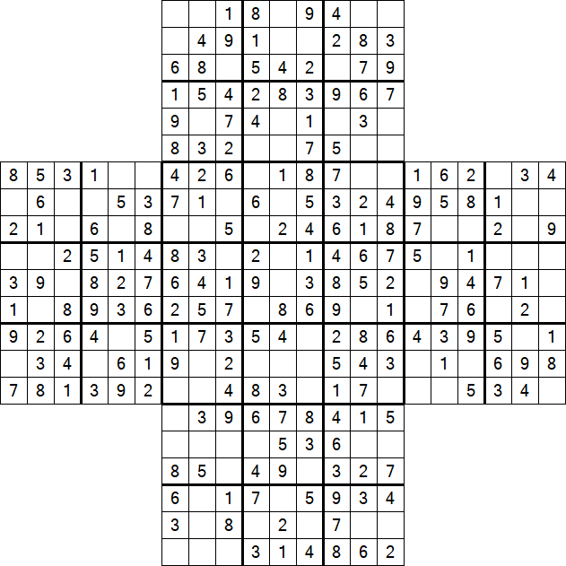 Cross Sudoku - Fácil