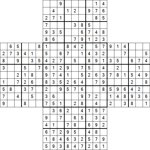 Cross Sudoku - Easy