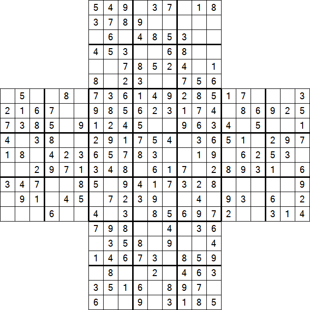 Cross Sudoku - Fácil