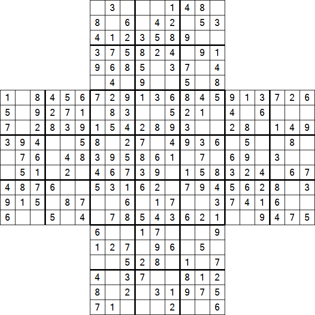 Cross Sudoku - Fácil