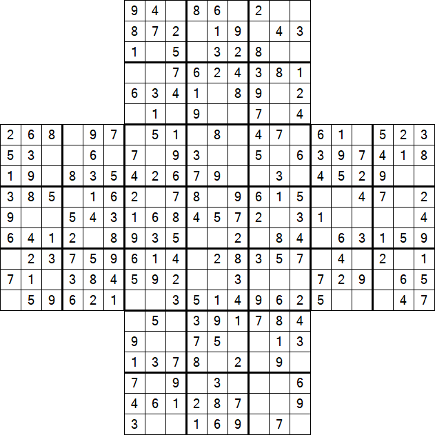 Cross Sudoku - Fácil