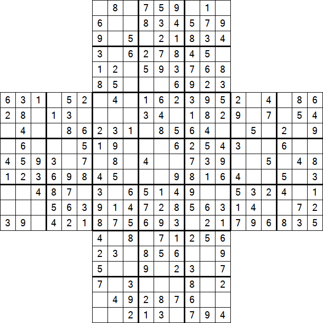 Cross Sudoku - Fácil