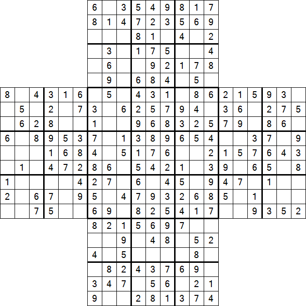 Cross Sudoku - Fácil