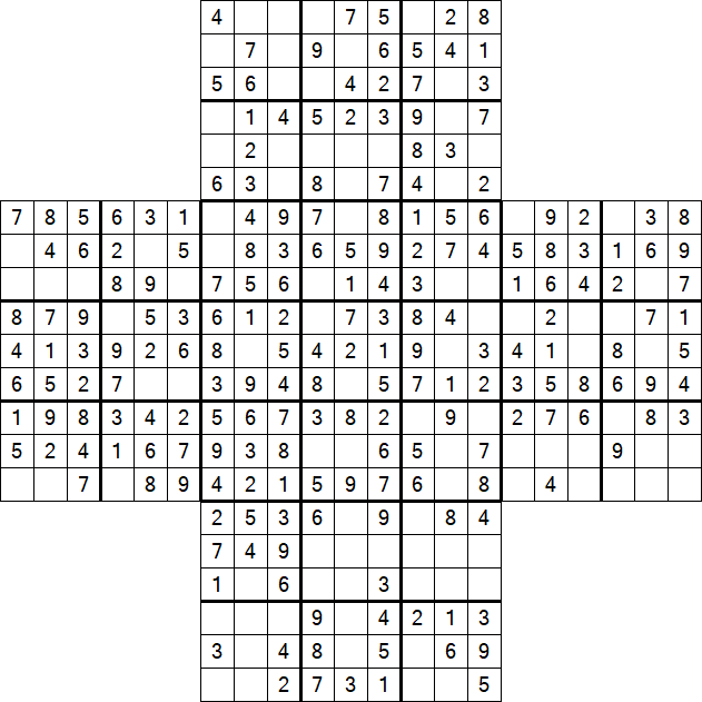 Cross Sudoku - Fácil