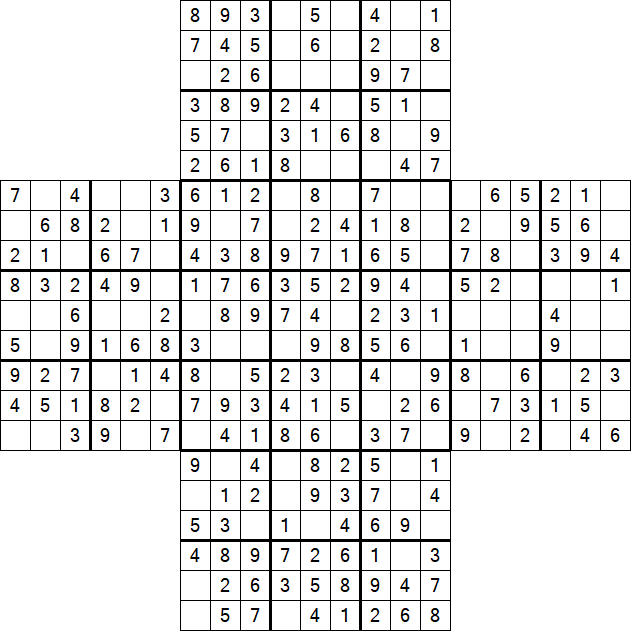 Cross Sudoku - Easy