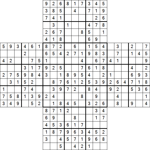 Cross Sudoku - Fácil
