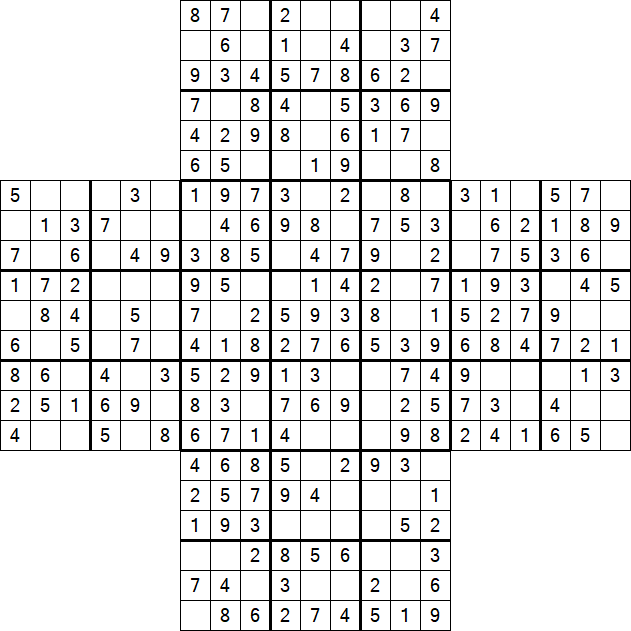 Cross Sudoku - Fácil