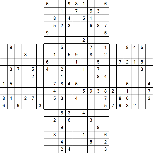 Cross Sudoku - Difficile