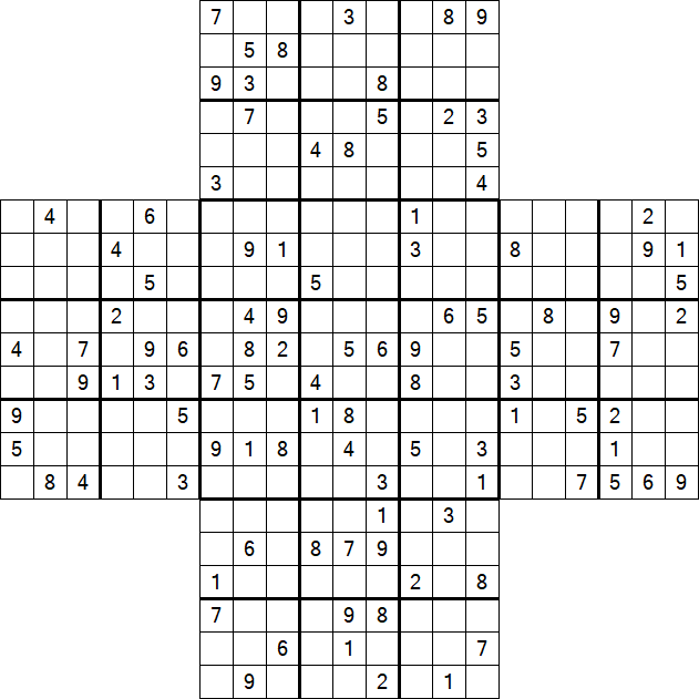 Cross Sudoku - Difficile